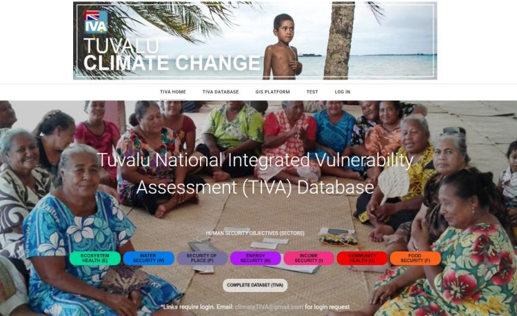 Screenshot of Tuvalu National Integrated Vulnerability Assessment (TIVA) website