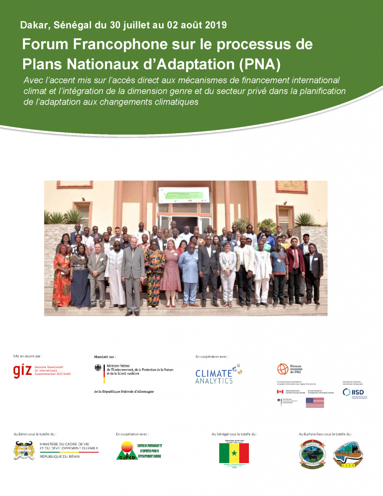Report cover of the Second Francophone Forum on the National Adaptation Plan (NAP) Processes
