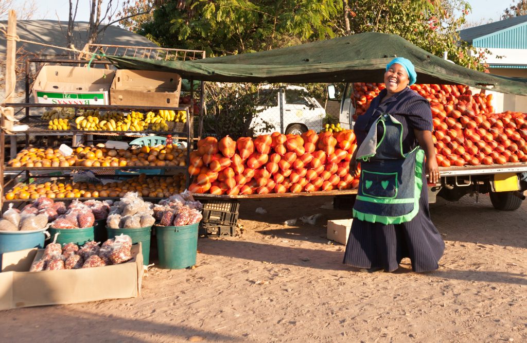 African woman street vendor in Botswana