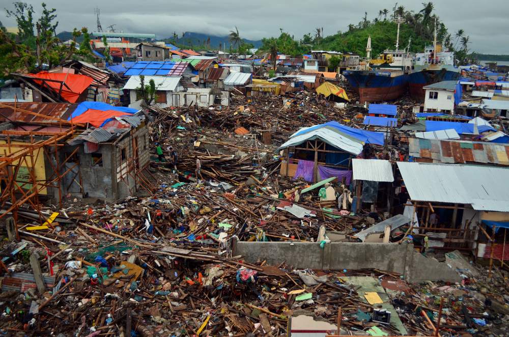 Damage caused by Typhoon Haiyan in Tacloban, Philippines.