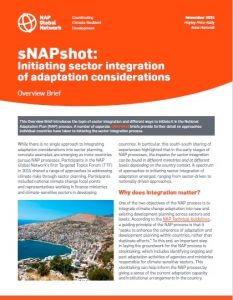 sNAPshot Overview Brief: Initiating sector integration of adaptation considerations