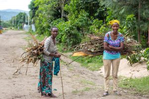 Deux femmes Ari portent chacune une charge de bois de chauffage dans un village près de Jinka dans la vallée de l'Omo.