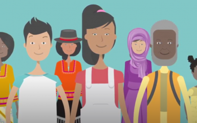 Illustration of a multi-cultural, multi-gender group of people