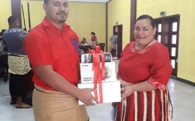 Members from the Government of Tonga poses for a photo with the new equipment.