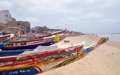 Boats on a beach in Dakar, Senegal