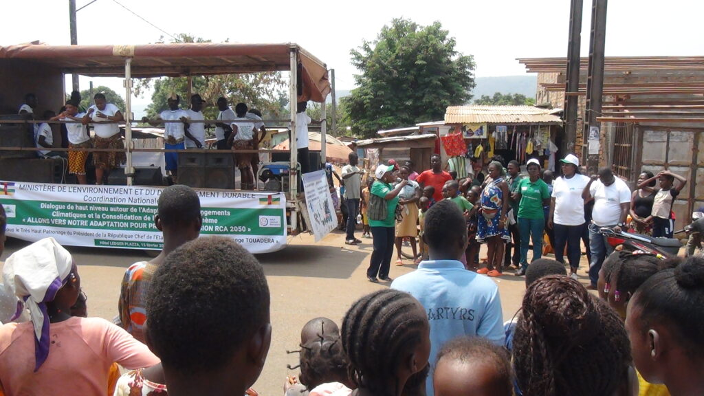 A rally in Bangui on February 14, 2023, to communicate the use of the National Adaptation Plan for sustainable peacebuilding in Central African Republic.