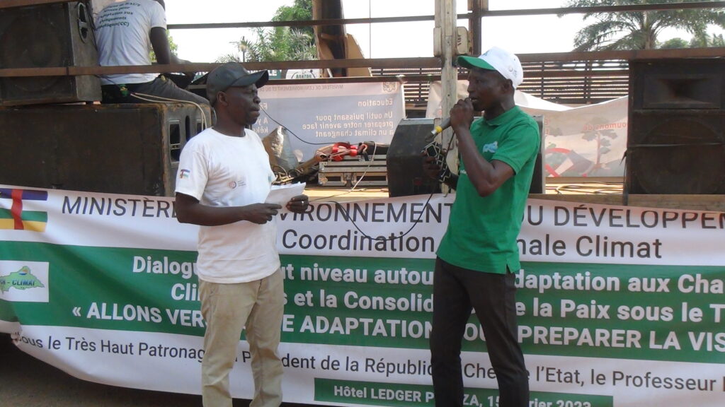 A rally in Bangui on February 14, 2023, to communicate the use of the National Adaptation Plan for sustainable peacebuilding in Central African Republic.